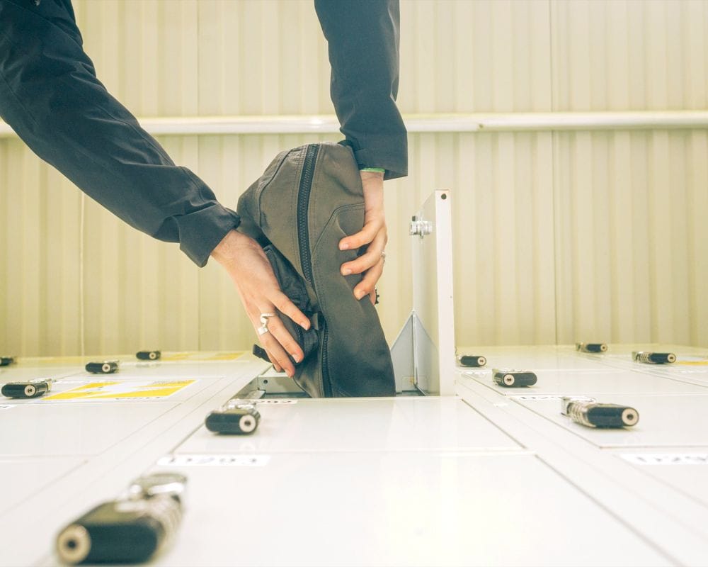 A bag going into a Volt locker